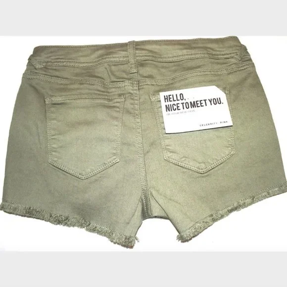 Celebrity Pink Jean Shorts Cut Off Frayed Green - Picture 4 of 8